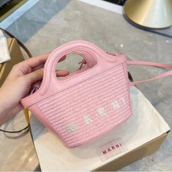 Marni Light Pink Woven Mini Bag